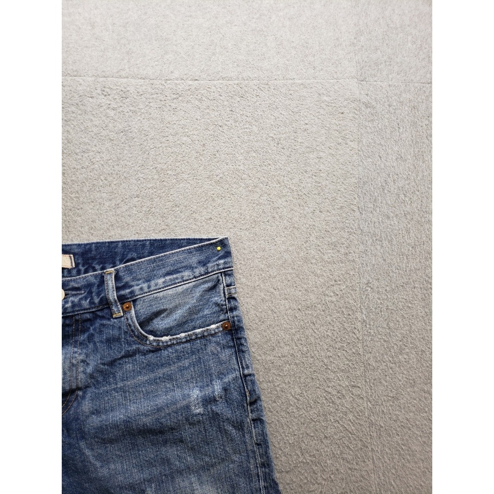 Uniqlo Women Short 26 Blue Distressed Logo 5 Pocket 100% Cotton Casual Denim - Picture 3 of 16